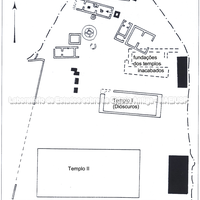 Santuário de Deméter e Coré próximo à porta V. Planta esquemática. Desenho de Y. Montmessin em Temples et sanctuaires 1984, p. 145 (segundo P. Marconi). 