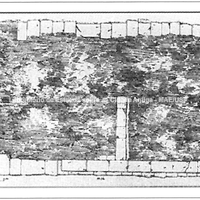 Monte Saraceno di Ravanusa. Habitação no terraço superior, planimetria do pequeno santuário (a partir de Calderone et alli 1996, tav. XLIX, 1).