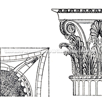 O templo de Apolo (Didymaion). Capitéis coríntios da metade das colunas sobre o muro nordeste do ádito.( W.B. Dinsmoor 1950). 