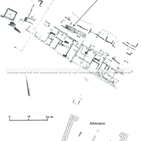  Planimetria de quarteirão de habitação, muro e outras estruturas da acrópole.