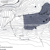 Planta topográfica do norte de Gortina com os assentamentos geométricos (de Allegro).