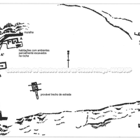 Planimetria do frúrion de Monte Balchino. No setor sudeste notam-se os restos da capela arcaica (Spigo 1980).