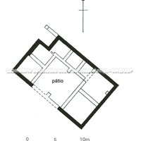 Planta da casa G na insula III, nível Ia (segunda metade do século III), da área do Centocamere em Lócris Epizefiri (baseada em Costamagna e Sabbione 1990, fig. 345). 