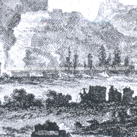 Detalhe da ilustração de Desprez mostrando as colunas do templo Marafioti em escala 1:1.