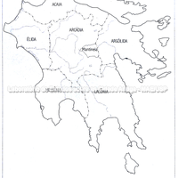Situação de Mantineia em relação à Arcádia e ao Peloponeso. 