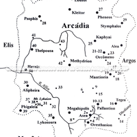 Distribuição dos templos da Arcádia, 800-400 a.C. 