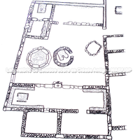 Planta do mercado romano (ou helenístico) instalado no centro da área cívica.