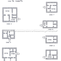 Quarteirão de casas C4, tipologias planimétricas das casas (Lentini 1998a). Projeto casas.