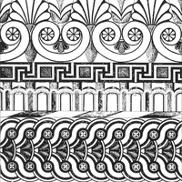 Terracota arquitetônica proveniente do templo arcaico de Afrodite. Reconstituição.(Pelagatti 1972, Ciurcina 1977).