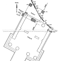 Portão do Pelopion e fila de pedras do Pelopion I, Dörpfeld, fig.21. Projeto portas e muros.