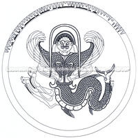 Desenho de escudo com representação de Górgona.