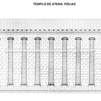 Templo de Atena Pólias. Desenho: Christina Yannou, Maria Mazaraki.