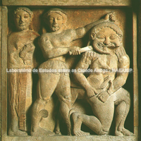  Métopa do templo C retratando Perseu que, auxiliado por Atena, decapita a Medusa. Metade do séc VI a.C.