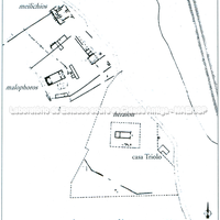 Detalhe da colina da Gaggera. No setor mais meridional nota-se a zona relacionada ao Heraion (a partir de Malophoros II, 1986, p. 16).