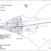 Reconstituição planimétrica de Tarento antiga, com indicação das áreas de descobertas (Lippolis-Garraffo-Nafissi 1995)