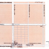 Planimetria ideal com integração dos canteiros de escavação (com exceção do quarteirão periférico dos Stombi). Greco - Luppino 1999.