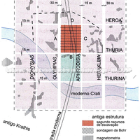Planimetria ideal referente à área do assentamento identificada através de prospecção geofísica. (M. Schützenberger)