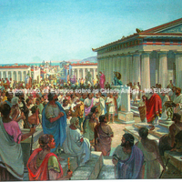 A Reunião dos Cidadãos de Quersoneso, uma pintura de R. Voskresenkiy, exibida nas Galerias Grega e Romana. 