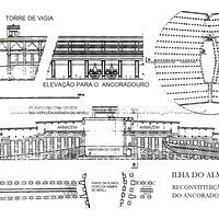 Reconstituição das instalações navais da ilha do porto de guerra de Cartago. (Desenhado pela missão britânica)