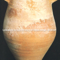 Ânfora para transporte encontrada em Cartago. IV-III século a.C. Argila. 18 cm. Túnis, Museu do Bardo.
