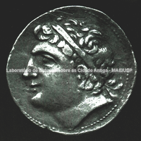Imagem de Asdrúbal, genro de Amílcar Barca em uma moeda cunhada na Espanha.