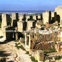 Alinhamento dos pilares romanos na encosta de Byrsa. Eles são de fato fundações para se criar uma plataforma para o fórum.
