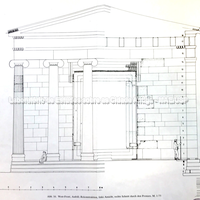 Reconstrução da fachada do templo de Atenas (A). 