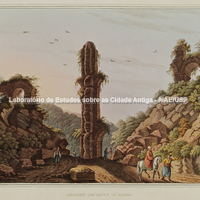 Pintura do aqueduto de Samos, de época romana, foi construído como uma extensão do túnel de Eupalinos